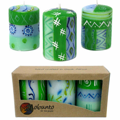 Unscented Hand-Painted Votive Candles, Boxed Set of 3 (Farih Design)