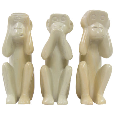 Soapstone Monkey See, Do, Hear Candle Holder Statues