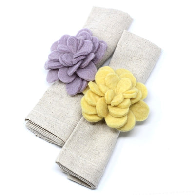 Hand-felted Zinnia Napkin Rings, Set of Four Colors