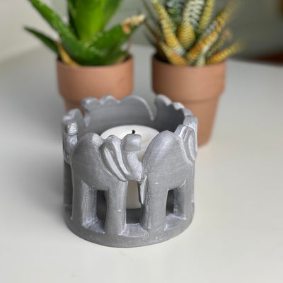 Circle of Elephants Soapstone Sculpture, 3 to 3.5-inch - Gray Stone