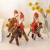 Set of Three Banana Fiber Santa Riding on Safari Animals- Lion, Zebra, Elephant