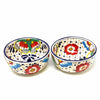 Encantada Handmade Pottery Bowls - Dots and Flowers, Set of Two