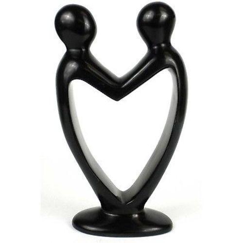 Soapstone Lovers Heart Black - 8 Inch