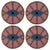 Pink Evil Eye Hand Embroidered Glass Bead Coasters, Set of 4