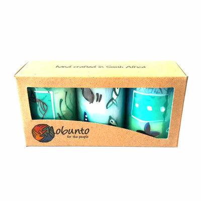 Unscented Hand-Painted Votive Candles, Boxed Set of 3 (Samaki Design)