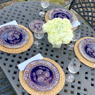 Encantada Handmade Pottery 11.75" Set of 2 Dinner Plates, Blue