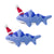 Shark Santa Handmade Felt Ornaments, Set of 2