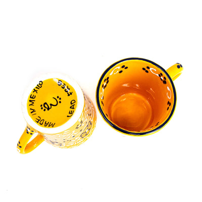 Mexican Pottery Flared Coffee Mugs, Mango