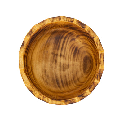 Nested Round Scalloped Jacaranda Wood Bowls, Set of 3