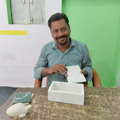 Handmade Marble Cheese or Cutting Board with Handle