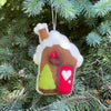 Classic Tophat Snow Friend and Cabin Handmade Felt Ornaments, Set of 2