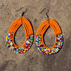 Maasai Bead Orange and Multicolor Teardrop Earrings