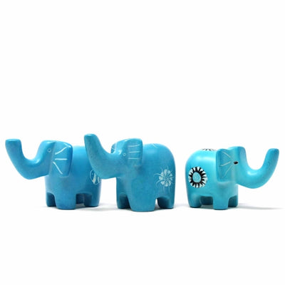 Soapstone Elephant - Medium - Turquoise