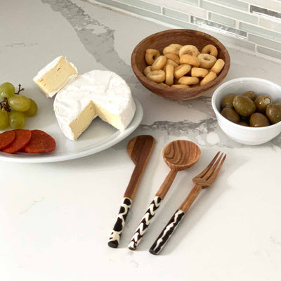 Olive Wood Appetizer Set of 3 (Fork, Spoon, Spreader)