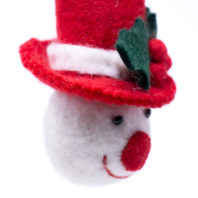 Classic Tophat Snow Friend and Cabin Handmade Felt Ornaments, Set of 2