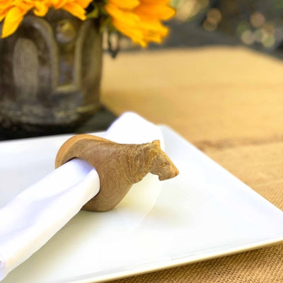 Mahogany Lion Napkin Rings