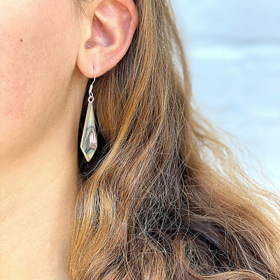 Abalone Diamond Shaped Dangle Earrings