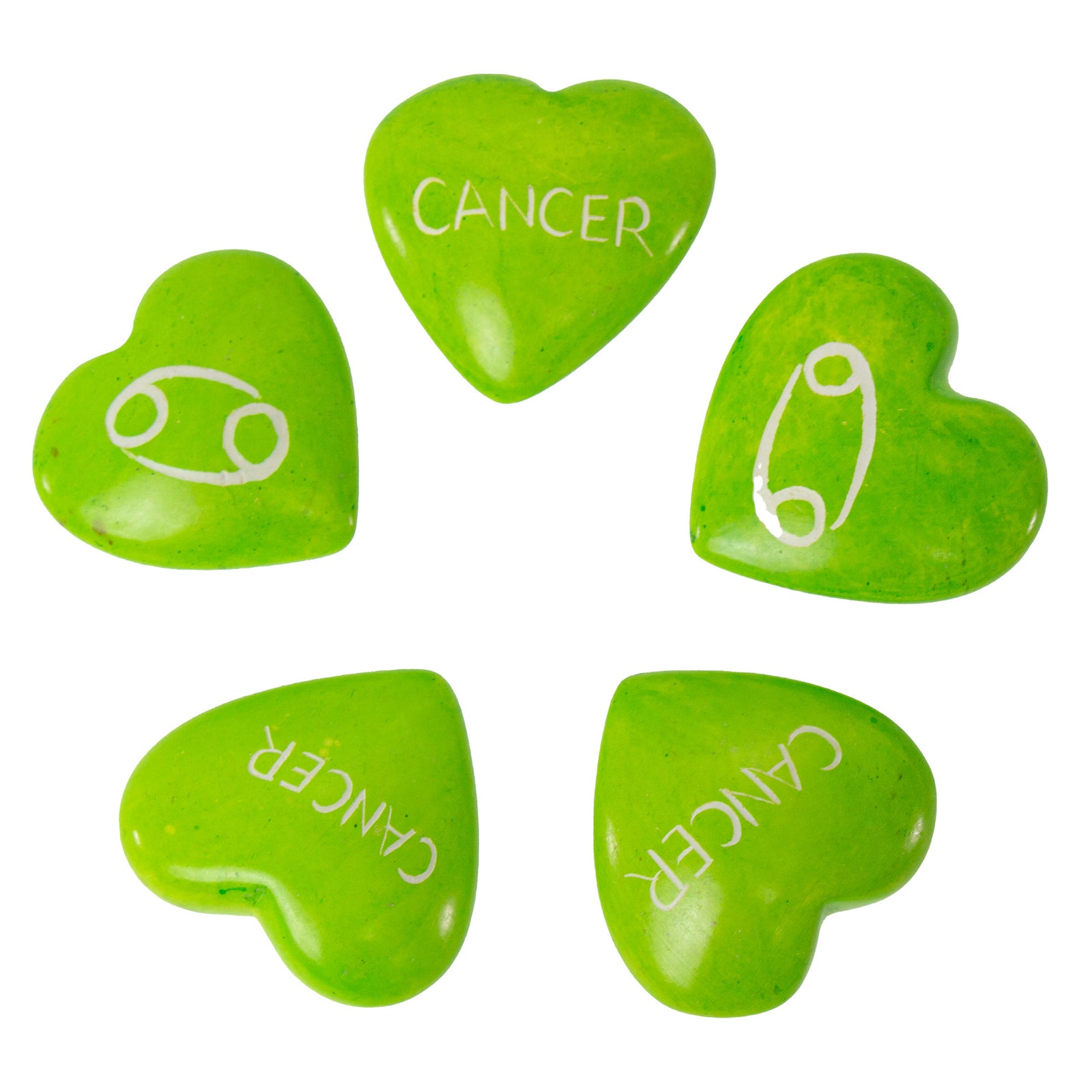 Handcarved Zodiac Kisii Soapstone Hearts, Set of 5: CANCER
