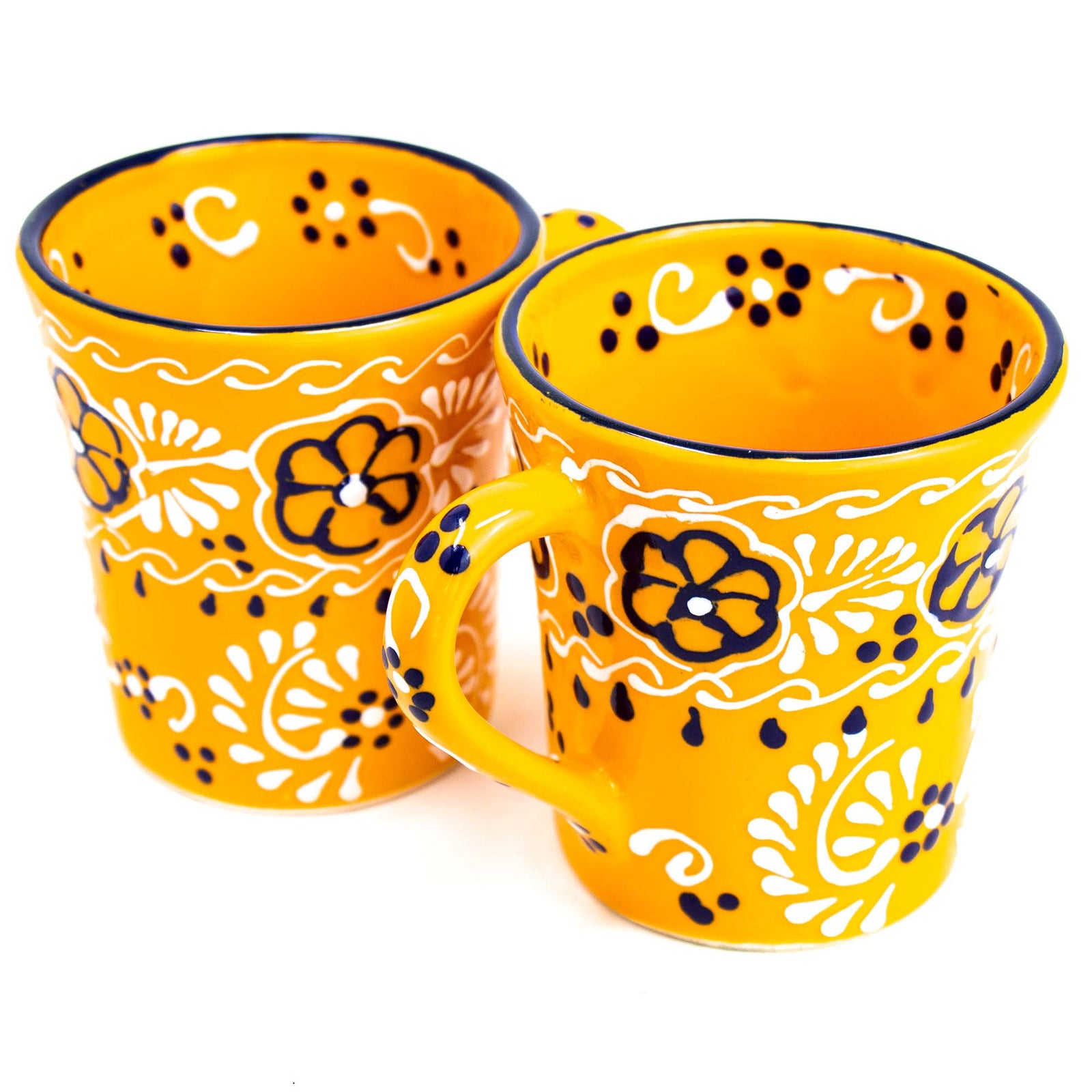 Mexican Pottery Flared Coffee Mugs, Mango