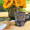 Mexican Pottery Flared Coffee Mugs, Blue