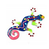 Eight inch Painted Gecko Recycled Haitian Metal Wall Art Blue-Greens Dark Blue Party