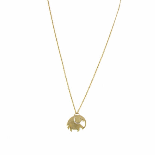 Elephant Pendant Brass Chain Necklace