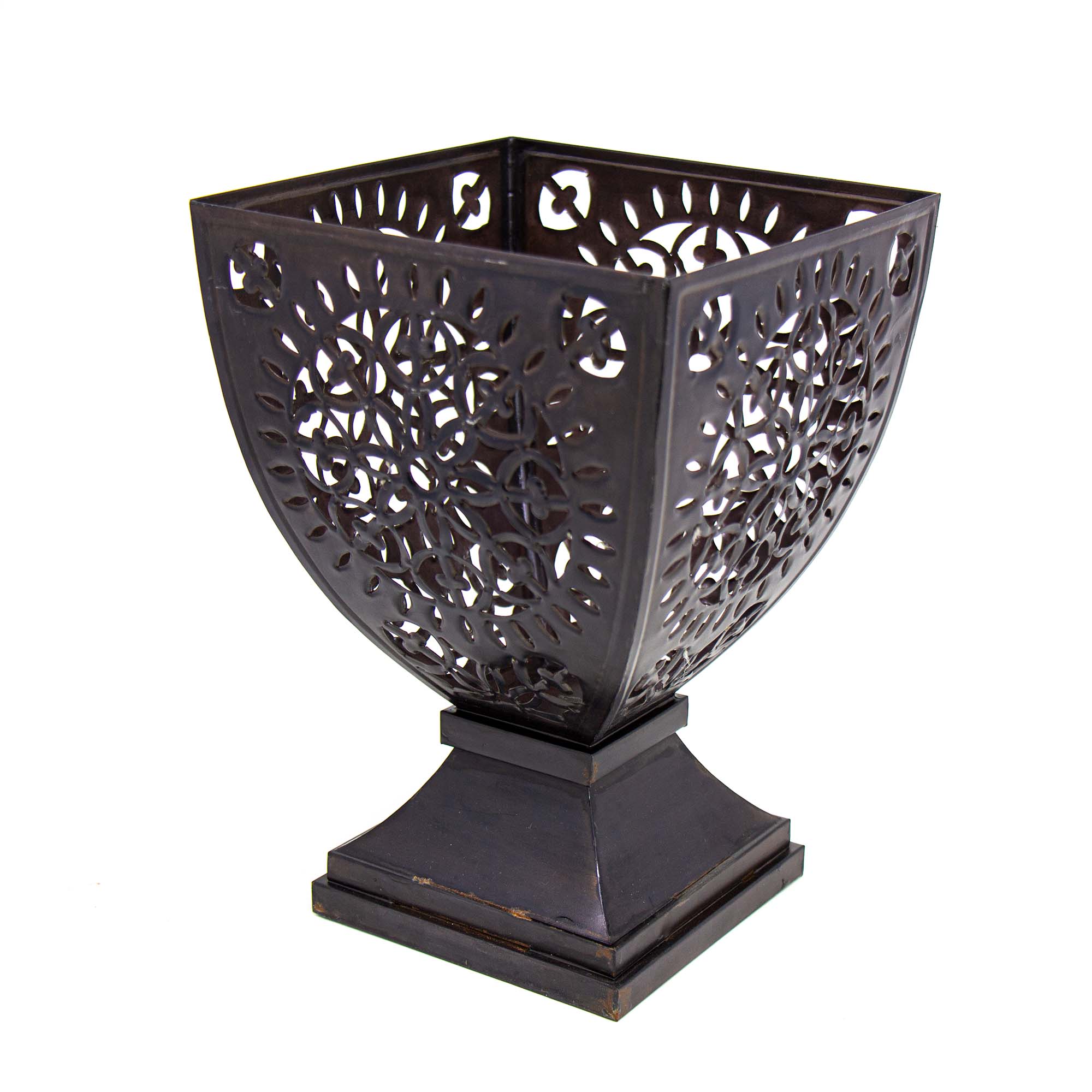 Hand Stamped Metal Flower Design Urn