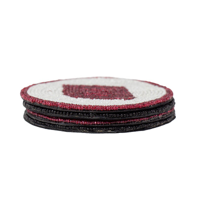 Suit of Cards Hand Embroidered Glass Bead Coasters, Set of 4