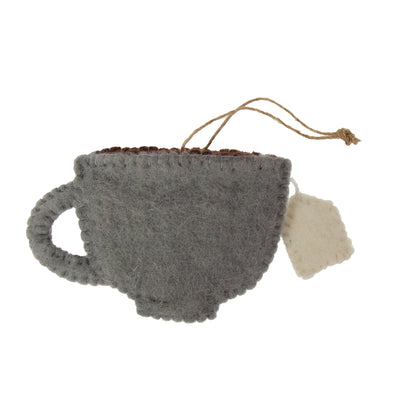 Tea Pot & Tea Cup Ornament Set, Rust