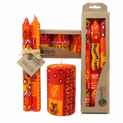 Unscented Hand-Painted Votive Candles, Boxed Set of 3 (Zahabu Design)