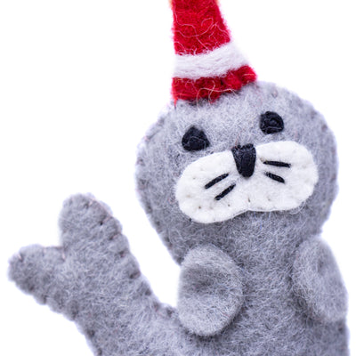 Seal Santa Handmade Felt Ornament