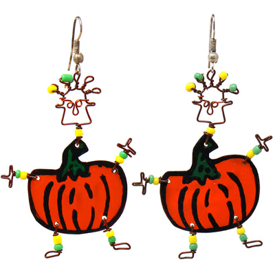 Dancing Girl Pumpkin Earrings with Linen Gift Bag - The Takataka Collection