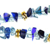 Handmade Blue Glass Pendant Choker Necklace with Golden Pendant