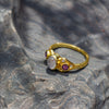 Handmade Amethyst and Moonstone Three Stone 18K Gold-Plated Ring