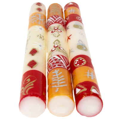 Unscented Christmas Hand-Painted Dinner Candles, Boxed Set of 3 (Kimeta Design)