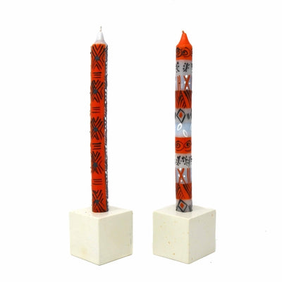 Unscented Hand-Painted Dinner Candles, Set of 2 (Kukomo Design)