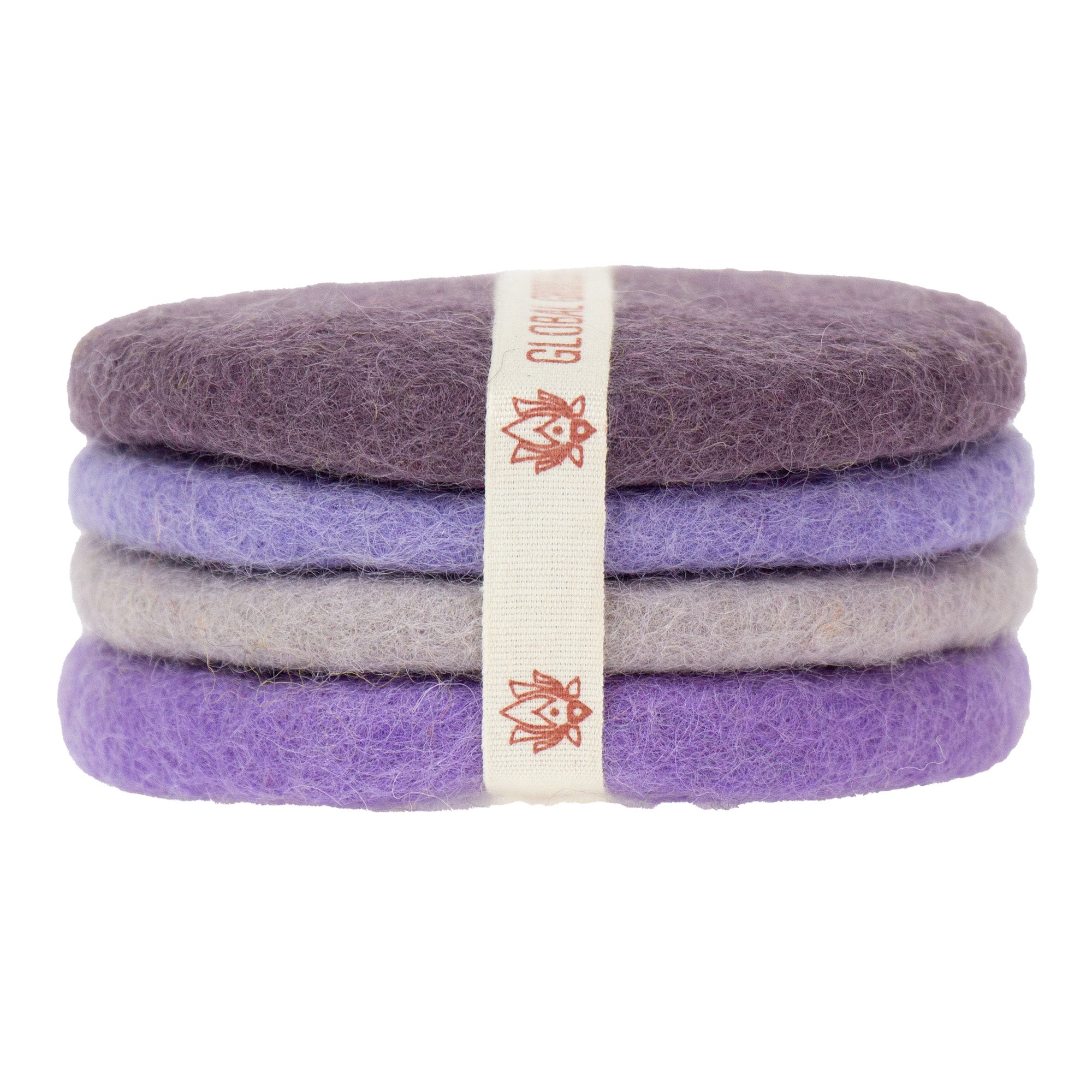 Handmade Felt Macaroon Coasters, Set of 4: Lilac Dusk