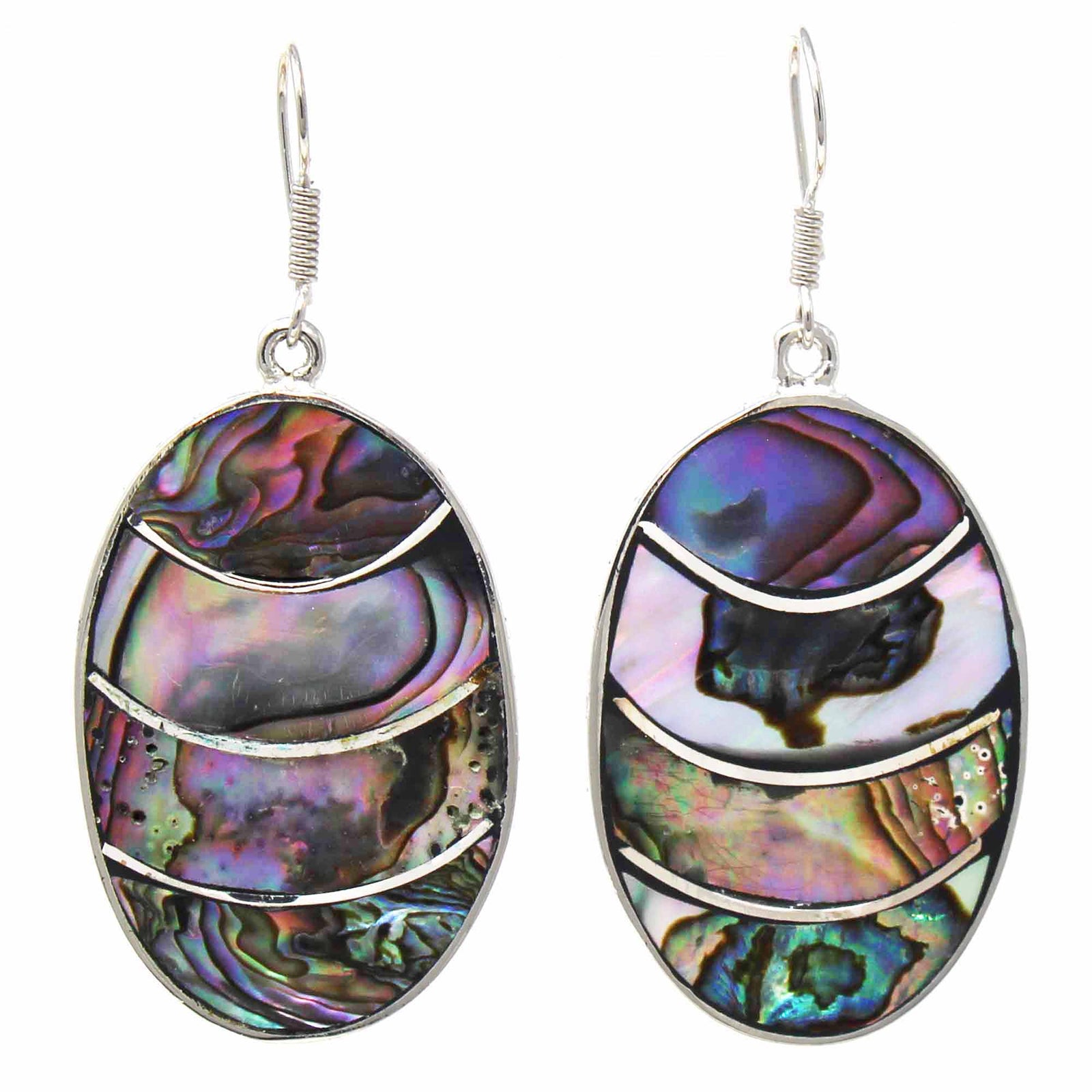 Lavendar Frost Abalone Oval Earrings