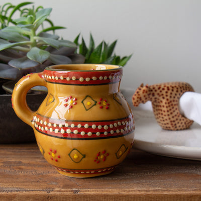 Encantada Handmade Pottery Set of 2 Beaker Mugs, Red
