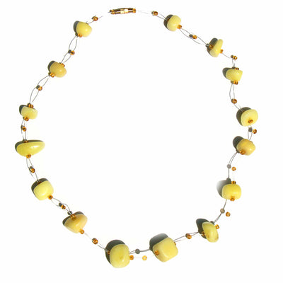 Floating Stone and Maasai Bead Necklace, Yellow