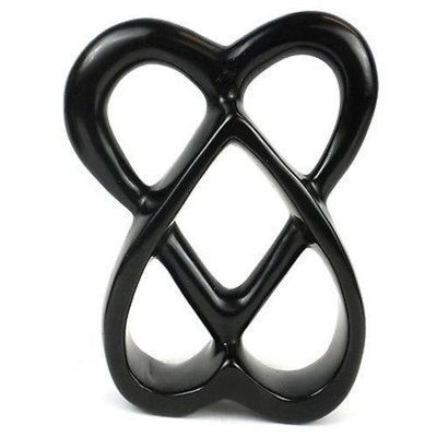 8-inch Soapstone Connected Hearts Sculpture in White