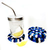 Felt Ball Coasters: 4-pack, Medium Blue and Black