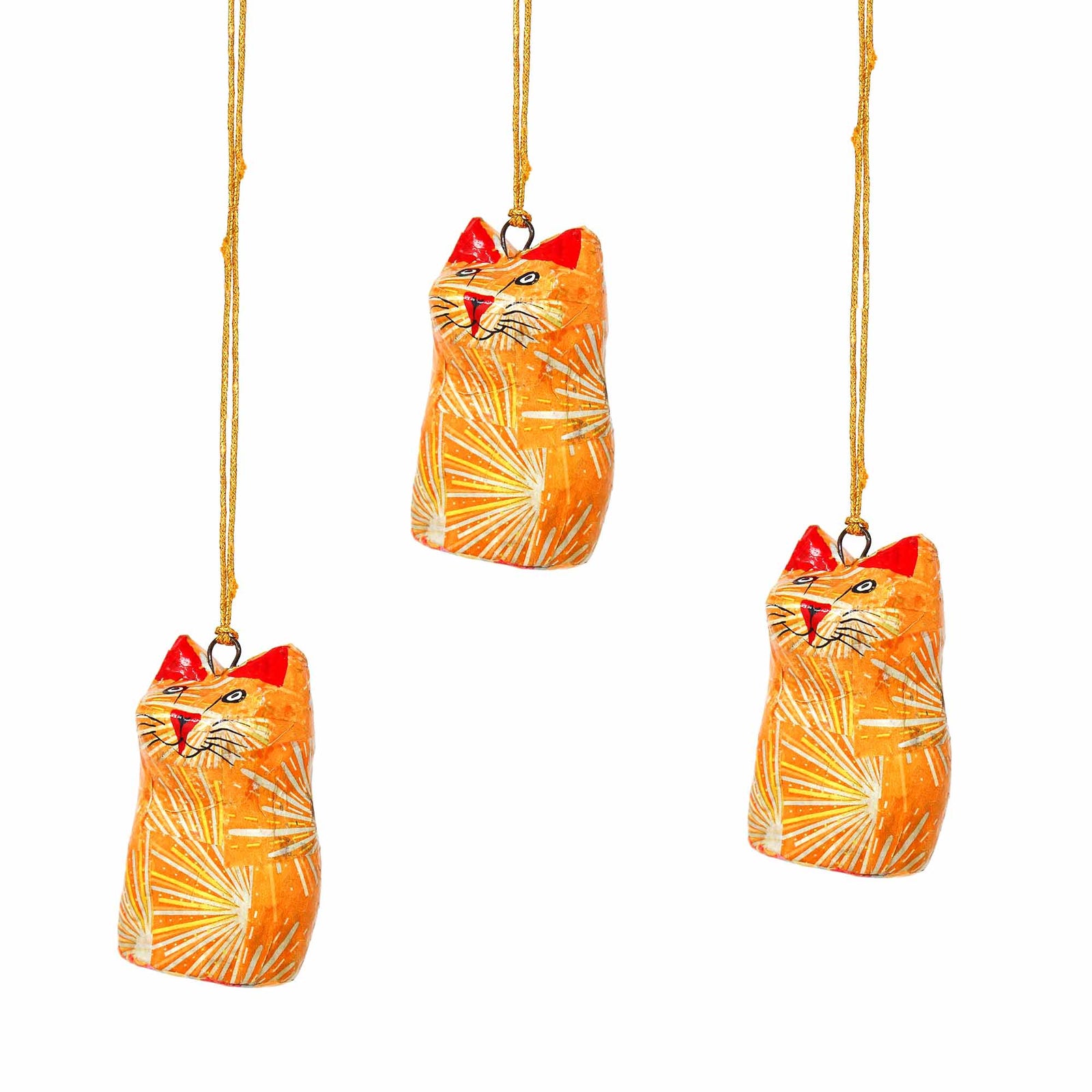Handpainted Ornament Cat Figurine, Set of 3
