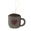 Handcrafted Felt Coffee Pot & Coffee Mug Ornament Set, Stone Grey