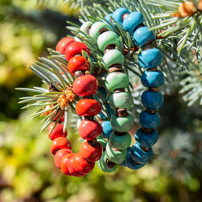 Handcrafted Stackable Set Clay Bead Bracelets from Haitian Artisans, Contrast Hues