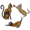 Playful Cat Trio Painted with Sunflowers Haitian Steel Drum Wall Art