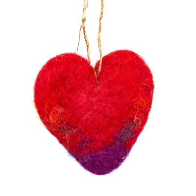 Needle Heart and STAR Burst Handmade Felt Ornaments, Set of 2