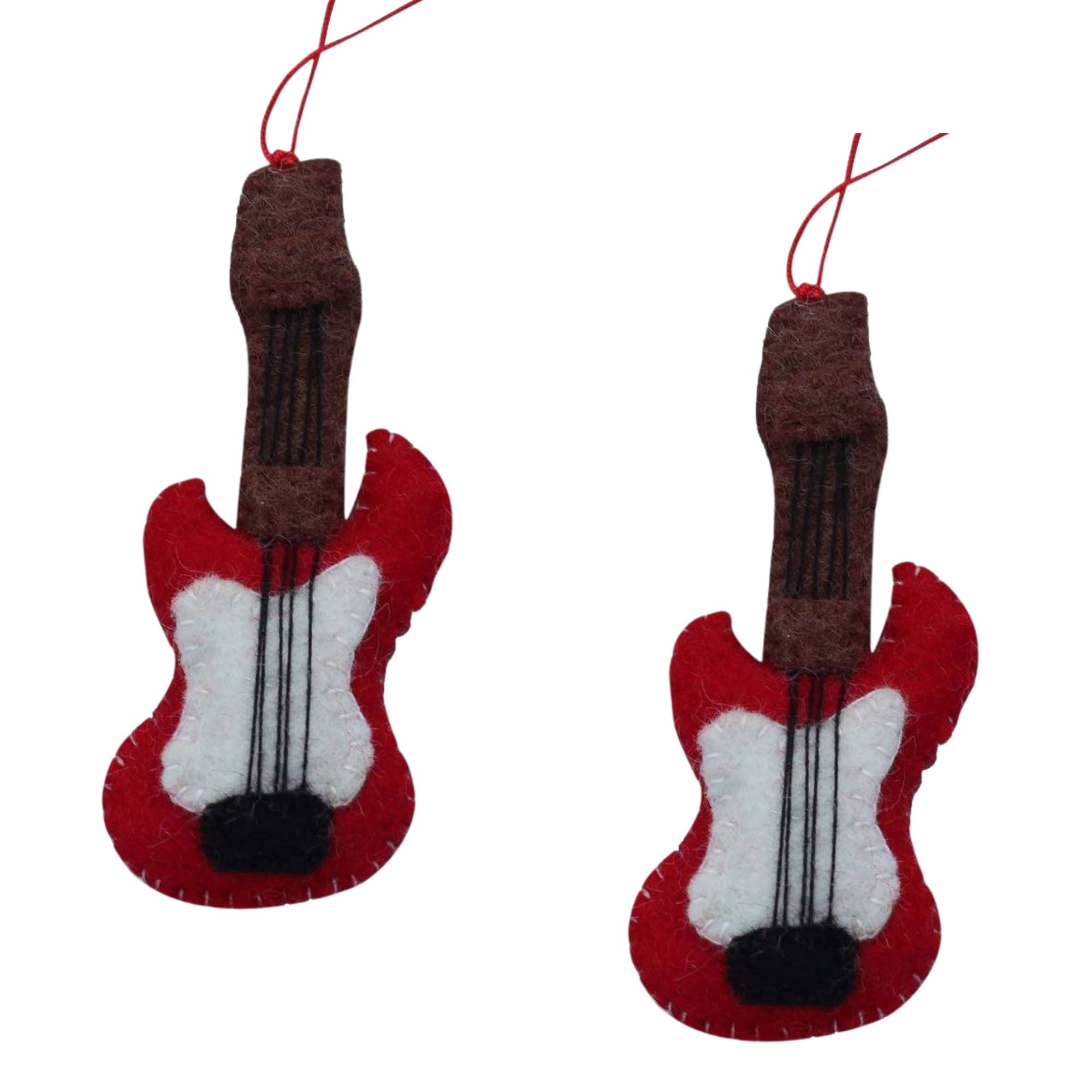 Guitar Handmade Felt Ornaments, Set of 2