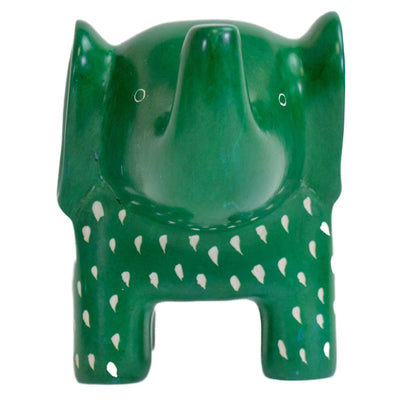 Extra Large Soapstone Elephant Sculpture - Green