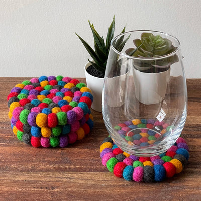 Kaleidoscope Felt Ball Coasters, Set of 4